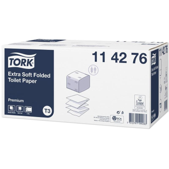 Бумага туалетная листовая для диспенсера Tork T3 Premium 2сл.252л/30пач.114276