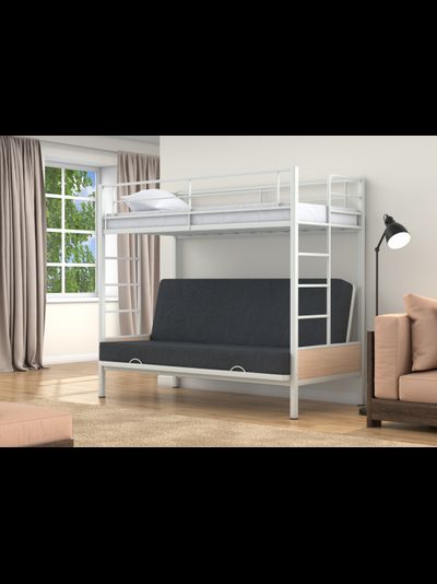 Двухъярусная кровать-диван Дакар 1 Белый (вставки Дуб молочный)