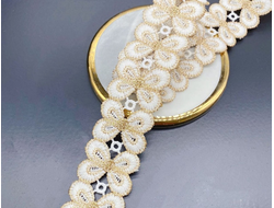 КРУЖЕВНАЯ ЛЕНТА, 3.3 СМ. АРТ. К-00026, 1 МЕТР. ЦВЕТ: Белый/золотистый