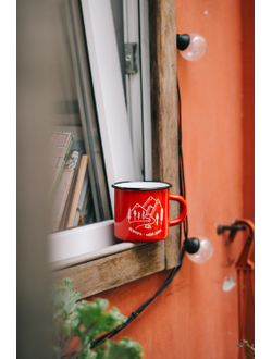 Кружка эмалированная Дорога - мой дом Красная