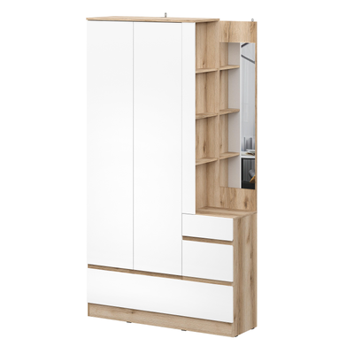 Брауни Вешалка с зеркалом Дуб Делано/Белый