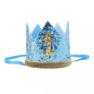 Корона для мальчика 1 год, голубой-золото