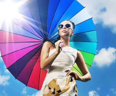 Зонт Радуга 24 спицы с чехлом, полуавтомат Popular