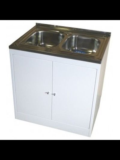 Тумба с 2-чашечной мойкой металлическая МТ-2