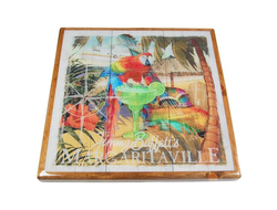 Digitally Printed Margaritaville Image with Stained Pine Wood Edge