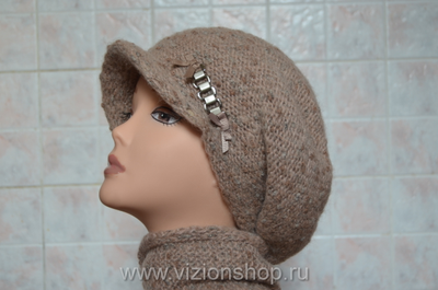 итальянская вязаная кепка для женщин и шарф Визио