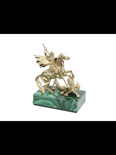 Статуэтка "Георгий Победоносец". Бронза, малахит.