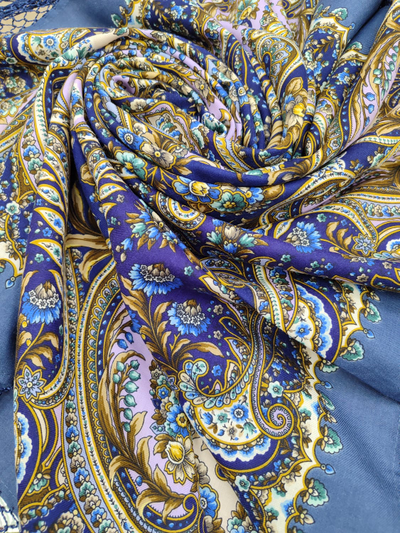 Павловопосадский платок Золотое сердце 2022-1