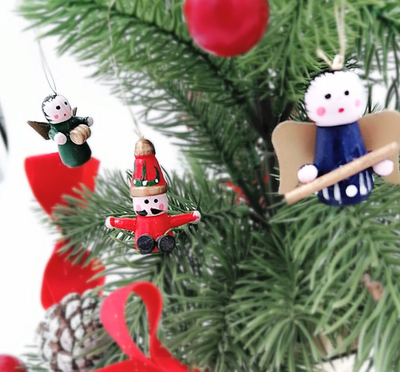 Набор деревянных елочных игрушек 10шт/уп