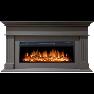 Линейный электрокамин Бруно GR с очагом Vision 42 LOG LED