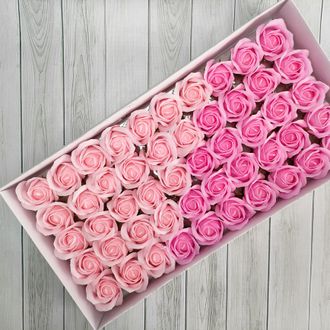 МИКС Розы из мыла 50 шт "Корея" Розовый - Светло-розовый