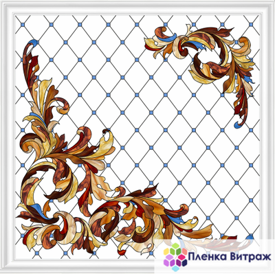 Пленка самоклеющаяся на потолок , витражная пленка, пленочный витраж с классическим рисунком