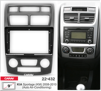 ПЕРЕХОДНАЯ РАМКА ДЛЯ УСТАНОВКИ АВТОМАГНИТОЛЫ CARAV 22-432, RKIA-FC370  9&quot; / 230:220 x 130 mm / KIA Sportage (KM) 2008-2010