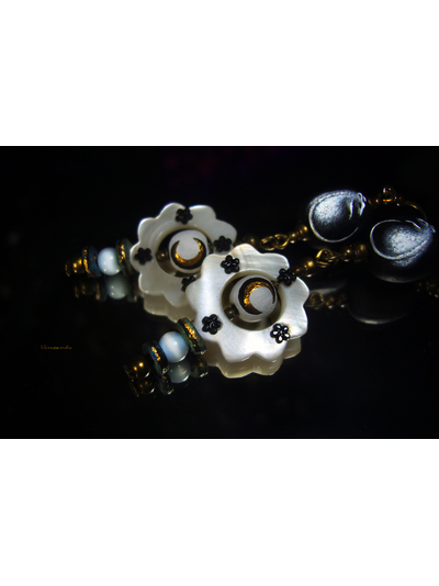 Волшебные серьги с перламутром "Сказка о Снежных Крыльфах", новогодний подарок