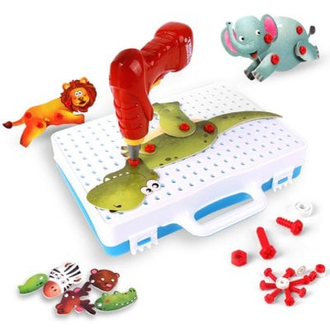 Конструктор мозаика с электродрелью "Зоодрель" BeeZee Toys