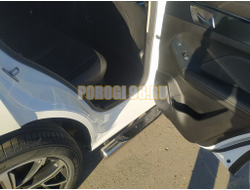 Пороги труба с проступью Папа Тюнинг d76 для Haval Jolion 2024-