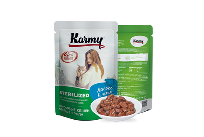 Пауч Karmy (Карми) влажный корм (пауч) для стерилизованных кошек, лосось в желе 80 г