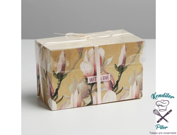 Коробка для капкейка «Магнолии», 16 × 8 × 10 см