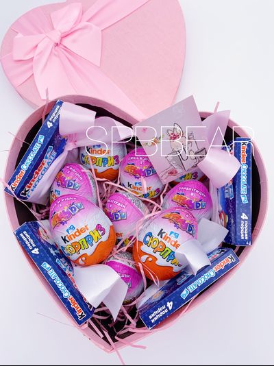 Подарочный набор №7 - Плюшевый мишка 200 см, Шары сердца 5, Киндер бокс большой