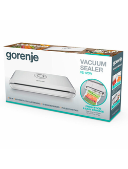 Вакууматор/вакуумный упаковщик GORENJE VS120W, 120 Вт, 1 режим, ширина пакета до 30 с