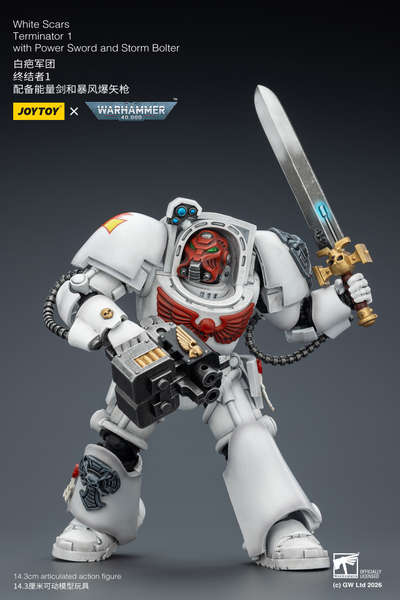 Терминатор Белых Шрамов (Warhammer 40K) - КОЛЛЕКЦИОННАЯ ФИГУРКА 1/18 White Scars Terminator with Power Sword and Storm Bolter (JT03189) - JOYTOY