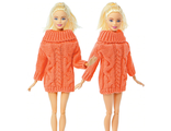Розово-оранжевое платье-свитер, подходит для пышки. (1734)