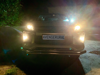 Защита переднего бампера двойная 76+60 мм, нерж. сталь, на Mitsubishi L200 2019+ от AvengerUral.ru