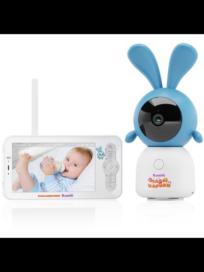 Комплект Ramili Baby RV100KROSH Крошик, Малышарики, Wi-Fi моторизированная видеоняня с креплением + монитор с диагональю 12,7 см., интерком, DVR, 2k (3Mpx)