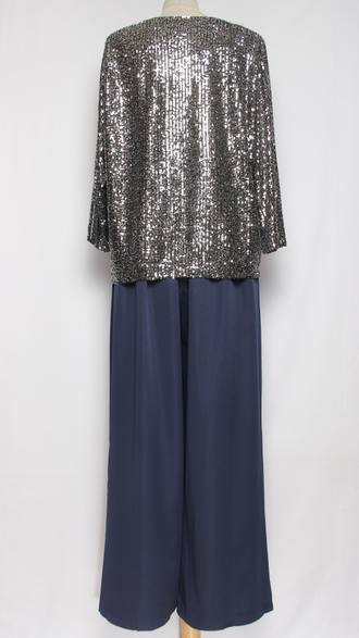 Брюки палаццо С БАНТОМ" т.синие р.52