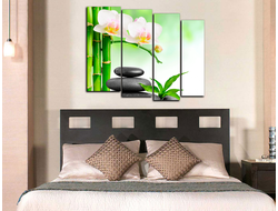 Модульная картина "Бамбук и орхидея"