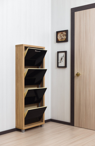 Обувница Айрон-4 (фасад стекло черное)