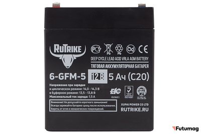 Тяговый аккумулятор RuTrike 6-GFM-5 (12V5A/H C20)