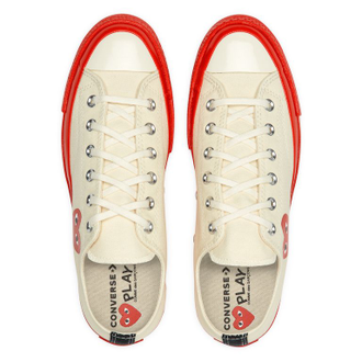 Кеды Converse Comme des Garcons Play белые низкие с красной подошвой