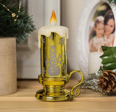 LED свеча-ночник "Свеча снеговик", 15х7х9 см