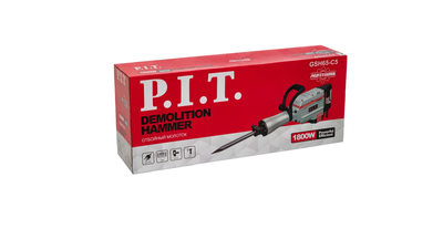 Отбойный молоток P.I.T. GSH65-C5 в кейсе, 50 Дж, 1800 Вт, 1850 уд/мин, HEX 30мм, От сети 220В
