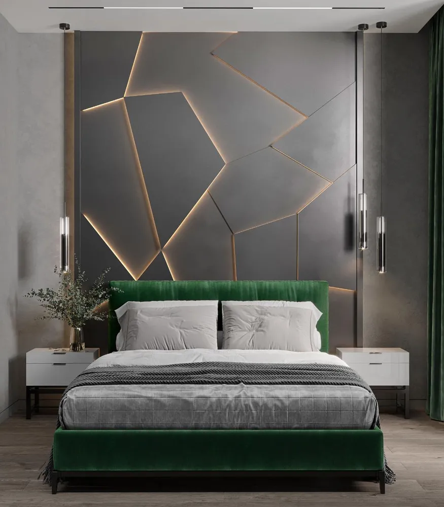 Визуализация клиента с которой начинается работа. В качестве материала выбран МДФ под микроцементом (имитация бетона).