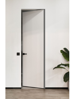 Дверь межкомнатная скрытая Reverse (обратное) Invisible  AL кромка хром (комплект) под покраску х2300 мм 59 мм