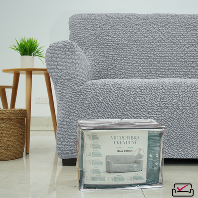 Чехол на 2хм диван Микрофибра Жемчужный. Защита для мягкой мебели от животных.