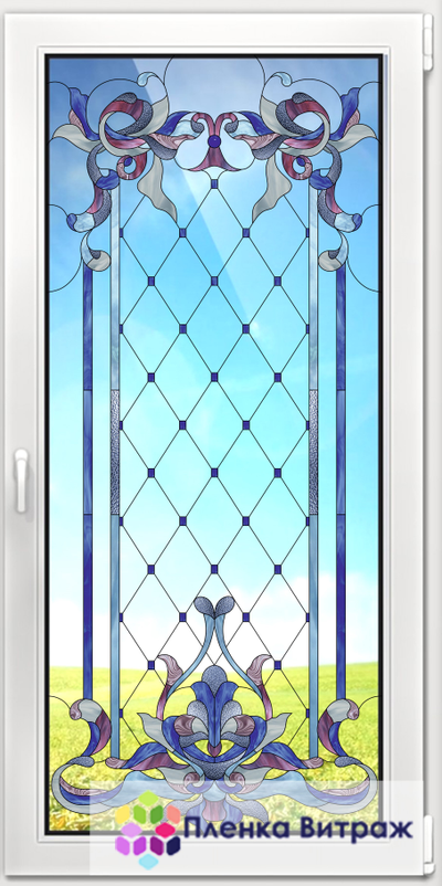 Витражная пленка, витражная пленка самоклеющаяся, пленочный витраж с классическим рисунком