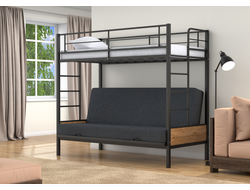 Двухъярусная кровать-диван Дакар 1 Черный (вставки дуб крафт табак) фото