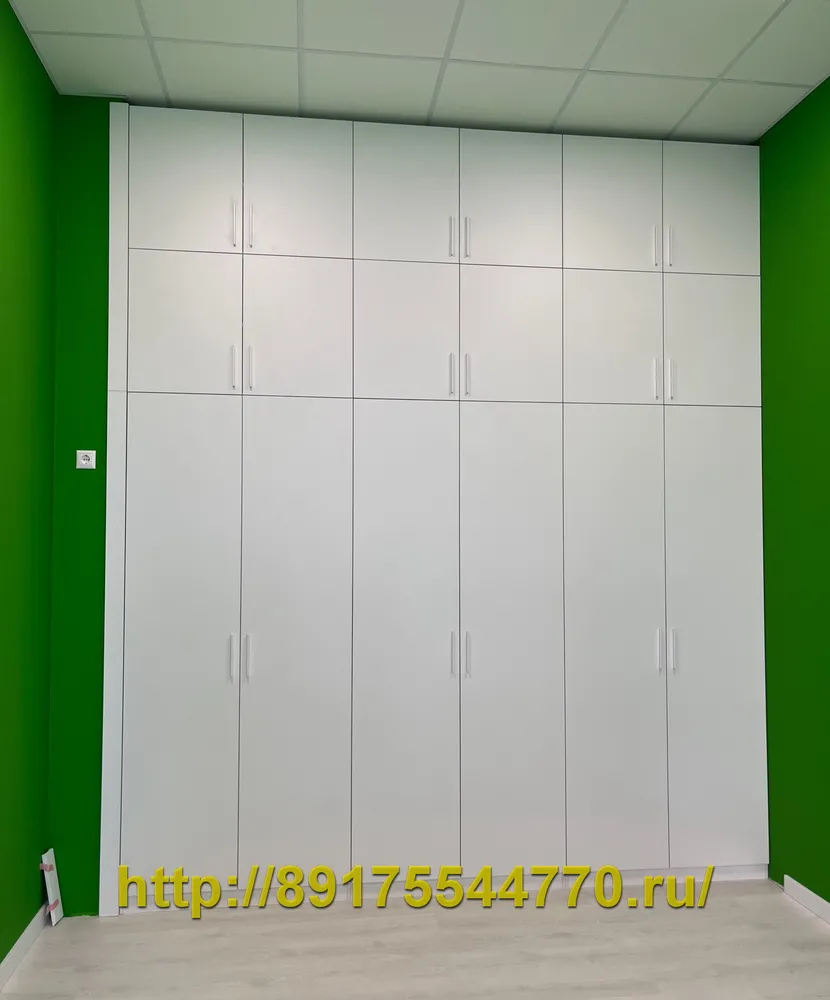 012 Встроенный шкаф для школы /высота 3200 мм/.
Фасады: ЛДСП Egger W1100 Белый Альпийский ST9.

