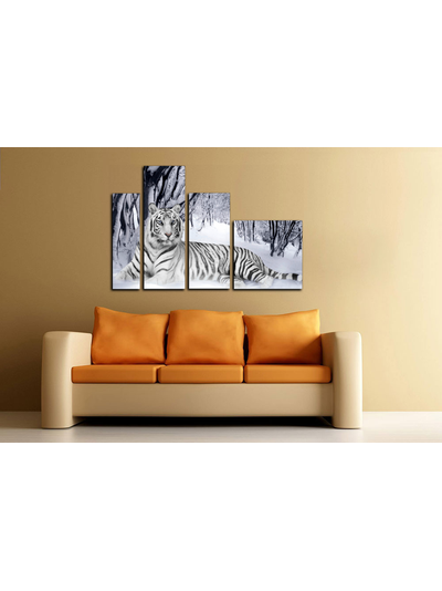 Модульная картина &quot;Белый тигр на снегу&quot;