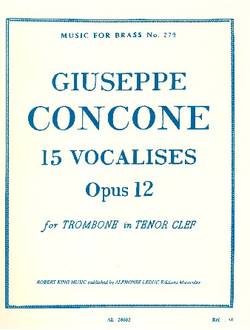 Concone, Giuseppe (Joseph) 15 vocalise op.12 for trombone in tenor clef