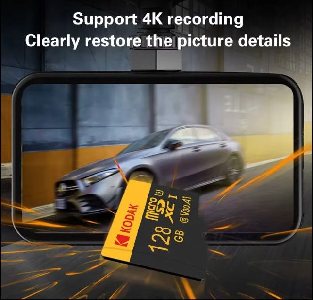 Карта памяти Kodak Micro SD, класс 10, UHS-1 U3 V30 A1 на 128 ГБ, чтение 100 МБ/с, запись данных 30 