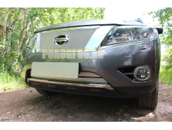 Защита радиатора Nissan Pathfinder 2014- chrome верх PREMIUM