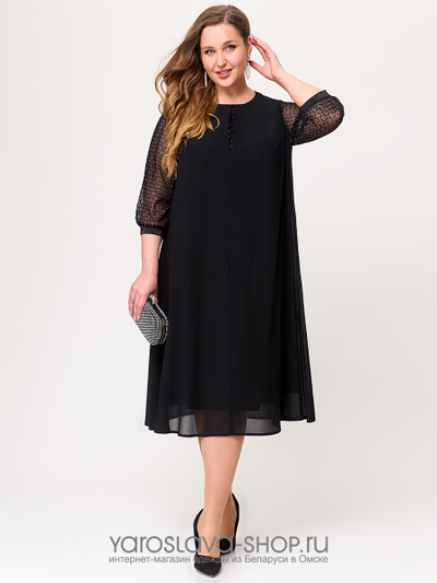 Эффектное шифоновое женское платье А–силуэта