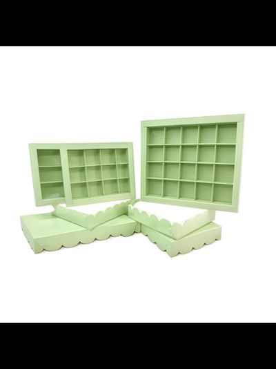 Коробка на 6 конф прозр. кр. (фисташковая), 155*115*30мм