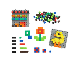 Кубики соединяющиеся 1 см (240шт). Набор с основанием и карточками.