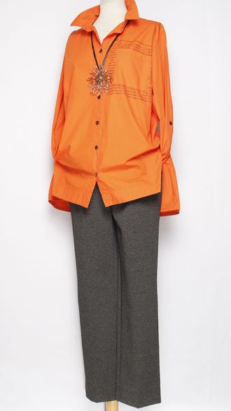 РУБАШКА ХЛОПОК "ТЕКСТЫ" оранжевая р.48,50,52,56