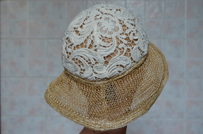 Соломенная шляпа с кружевом летняя женская купить в магазине шляп Италии